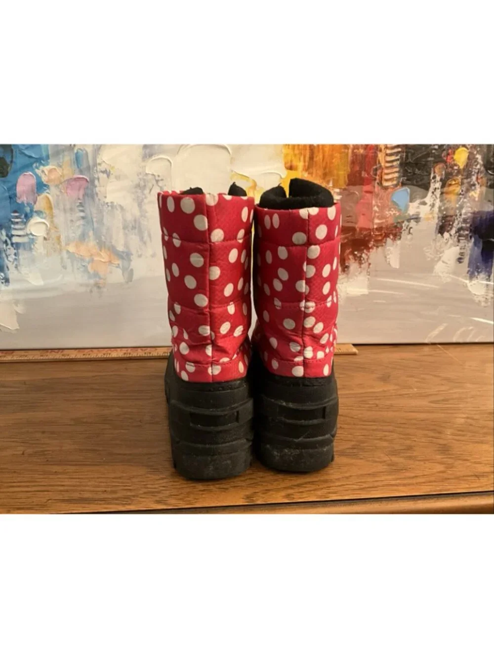 Itasca Polkadot Snow Boots Thick Liner Rubber Foot Very Warm Girls sz 2